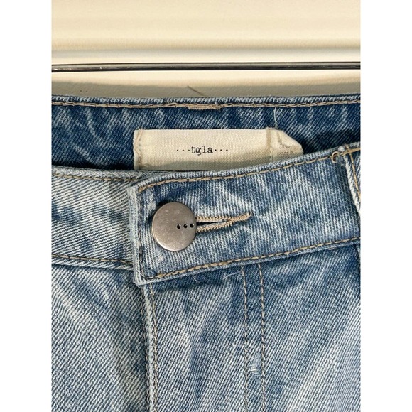 TGLA Light Wash Women’s Button Fly Raw Hem Jeans Size 30 Denim - Picture 4 of 7
